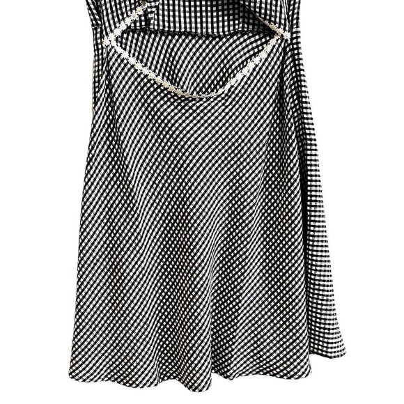 Solid & Striped Gingham Daisy Cut-out Dress Size L, New, Black/White - Picture 8 of 16